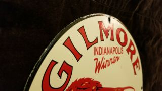 VINTAGE GILMORE GASOLINE PORCELAIN GAS CHAMPIONS SERVICE STATION PUMP PLATE SIGN 6