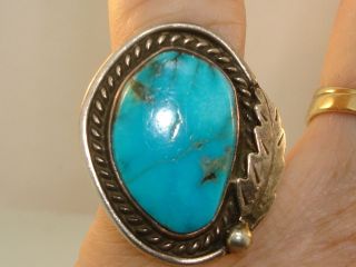Vintage Native American Old Pawn Sterling Silver Turquoise Ring