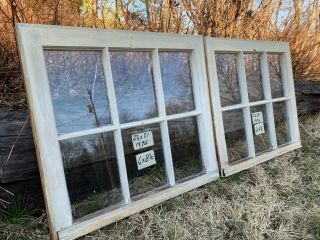 2 - 24 X 21 Matching Vintage Window Sash Old 6 Pane From 1926 Arts & Crafts