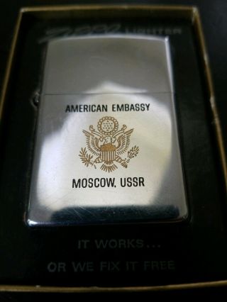 American Embassy_moscow,  Russia_zippo Viii_cigarette Lighter_collectible_vintage