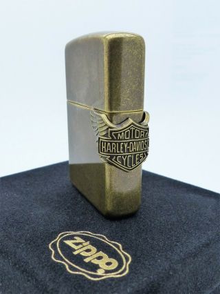 Vintage Harley Davidson Zippo Lighter Antique Brass Official Licensed Product