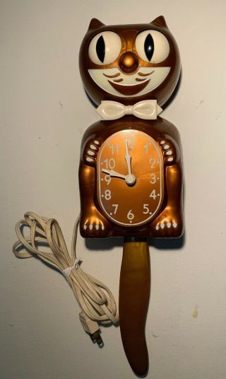Vintage 60s Copper Electric Kit Kat Klock Cat Clock For Rebuild Repair Parts D8