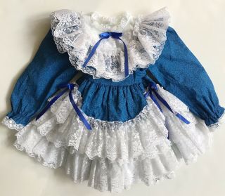 Vintage Style Girls Dress 12 - 18 Months Full Circle Ruffles Lace Party Handmade