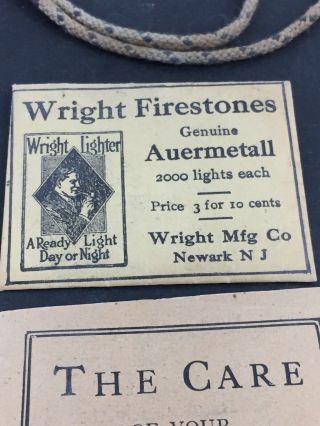 Vintage Semi Automatic WRIGHT Pocket Lighter Ephemera - Booklet & Flint Envelope 3
