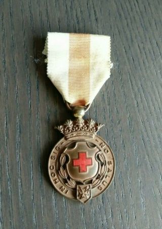 Malta Red Cross Enameled Copper Medal Vintage Piece