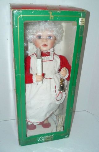 Vintage Animated Santas Best 25” Mrs Santa Claus With Lighted Candle