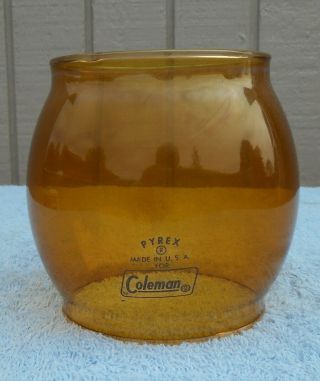 Vintage Amber Colored Pyrex Globe For Coleman Lantern Models 200 200a 201 202