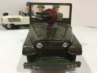 VINTAGE TN NOMURA 10.  5” LONG MILITARY CJ3 JEEP BATTERY OPERATED TIN LITHO JAPAN 2