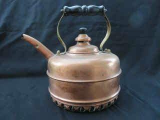 Vintage Simplex Solid Copper Whistling Tea Kettle Coils For Gas Range England