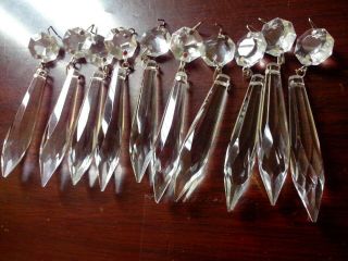 50 Vintage Clear 63mm Crystal Prism Drop Glass Chandelier Lamp Part Pendant Set