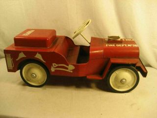Vintage Structo Jeep Fire Department No.  26 Pumper Ride On Toy 25 1/2 " Long
