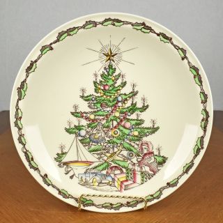 Vintage Vernon Kilns Usa Pottery Christmas Tree Holiday Plate 10 1/2 "