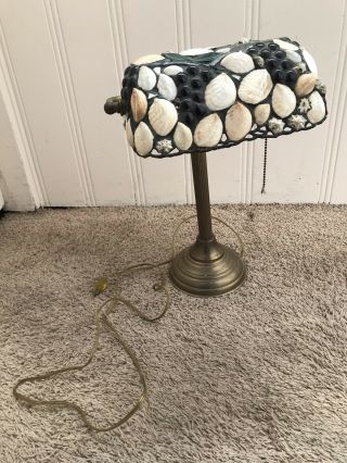 Rare - Vintage " Hoosin " Sea Shell Lamp Shade Tiffany Style