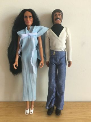 Vintage 1976 Mego Sonny And Cher 12” Action Figures Dolls In Outfits