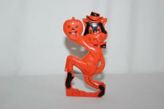 Vintage Rosbro Rosen Hard Plastic Halloween Jazz Cat Pumpkin Jack O Lantern