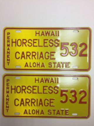 1980s Horseless Carriage Hawaii License Plates Very Rare