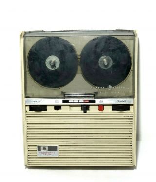 Vintage General Electric Solid State Reel To Reel Tape Recorder With Microphone