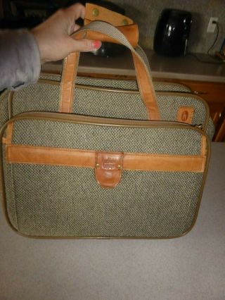Vintage Hartmann Tweed 16 " Carry On Overnight Bag Leather Luggage