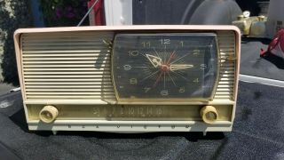 Vtg Rca Victor 1950s Art Deco Antique Pink Phono Old Clock Radio 9 - C - 7fe Rare