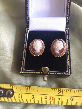 Antique Art Deco Vintage 9ct Cameo Stud Earrings