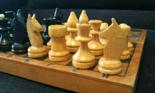 Rare 1950s - 60s Soviet Wooden Chess Set Ussr Vintage Russian Ussr