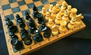 RARE 1950s - 60s Soviet Wooden Chess Set USSR VINTAGE Russian USSR 3