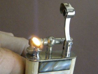 RARE VINTAGE Continental YORK LIFT ARM CIGARETTE LIGHTER - MOTHER OF PEARL 6
