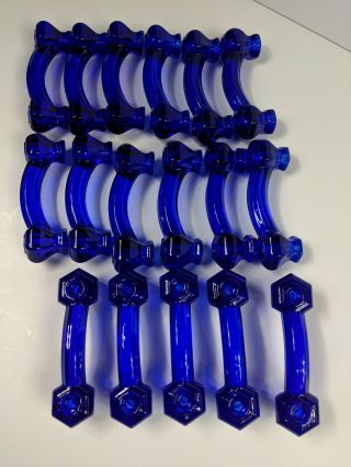 17 Cobalt Blue Glass Handles Drawer Pulls with Hardware Vintage Style 4