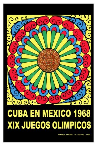 3108.  Cuba Mexico 1968 Olympic Games.  Sports Poster.  Aztec.  Maya Calendar Decor Art