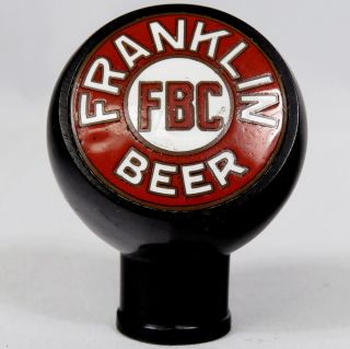 Vintage Franklin Brewing Beer Ball Tap Knob Handle Black Red White Enamel