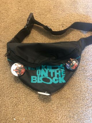 Vtg Kids On The Block Fanny Pack 90s Winterland Bag 1990 With Pins