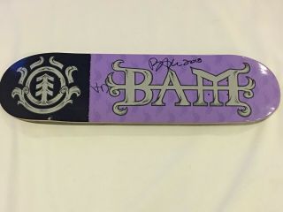 Bam Margera Signed Element 8 Purple Skateboard Deck Board Jackass 4moon Rare