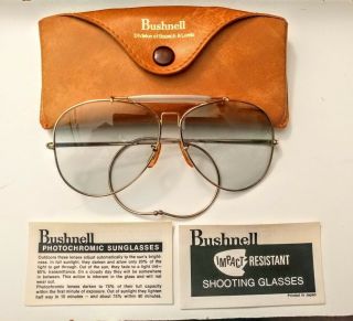 B&l Gold Frame Photochromic Impact Resistant Bushnell Shooting Glasses Japan Vtg