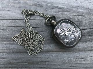 Antique Sterling Silver Art Nouveau Coin Locket Necklace