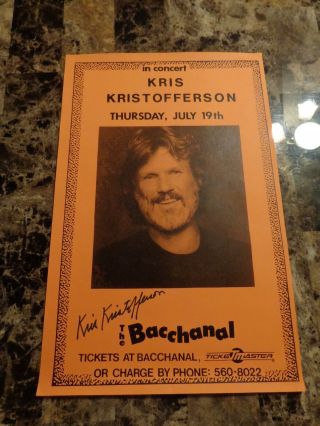Kris Kristofferson Rare Autographed Hand Signed Concert Poster Country Music 3
