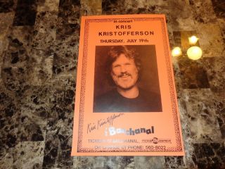 Kris Kristofferson Rare Autographed Hand Signed Concert Poster Country Music 4