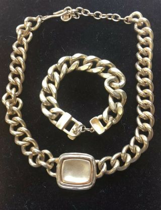 Rare Runway Vintage Signed Givenchy Ny Necklace Bracelet Chain Set