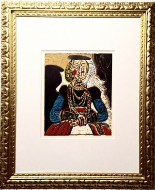 Pablo Picasso 1962 Linocut (after) “portrait Of A Lady” Framed Rare High Value