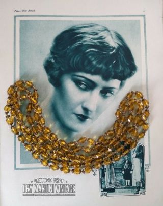 ANTIQUE VINTAGE ART DECO 1920s BOHEMIAN CZECH AMBER GLASS BEADS FLAPPER NECKLACE 2