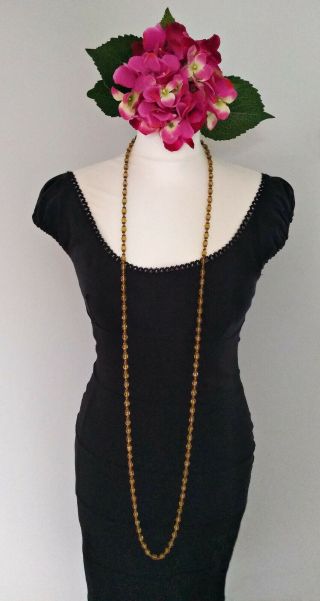 ANTIQUE VINTAGE ART DECO 1920s BOHEMIAN CZECH AMBER GLASS BEADS FLAPPER NECKLACE 3