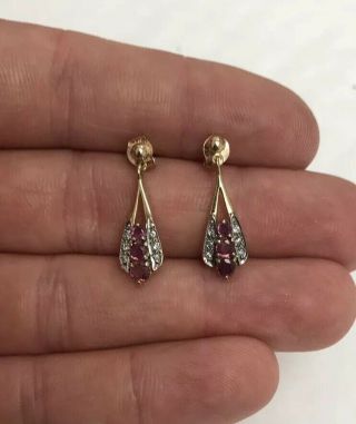Solid 9ct Gold Pink Topaz And Diamond Earrings