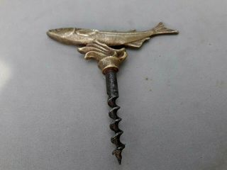 Vintage Rare Fish Corkscrew Bronze 12