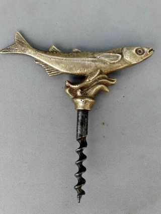 Vintage Rare Fish Corkscrew Bronze