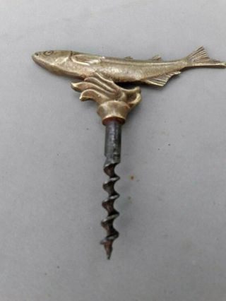 Vintage Rare Fish Corkscrew Bronze 7