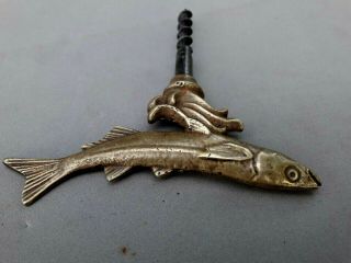 Vintage Rare Fish Corkscrew Bronze 9