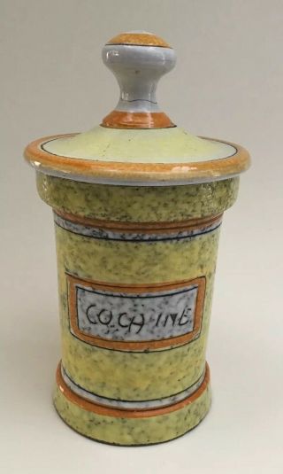 Vintage Cocaine Jar Apothecary Italy Pottery Rare