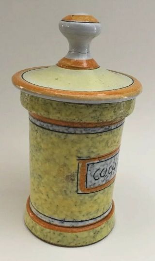 Vintage Cocaine Jar Apothecary Italy Pottery RARE 2