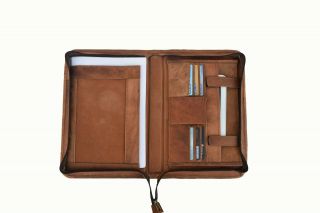 Vintage Leather Portfolio Business Padfolio Folder Executive Planner A4 Case