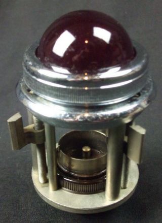 Vintage Crabtree Chrome And Red Glass Lens Boat / Ship Bulkhead Light Fitting