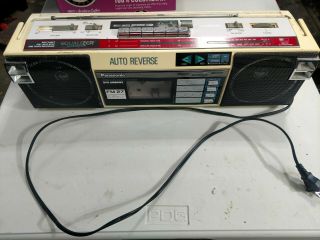 Vintage Panasonic Stereo Cassette Recorder Boombox Rx - Fm27 Rare White Radio